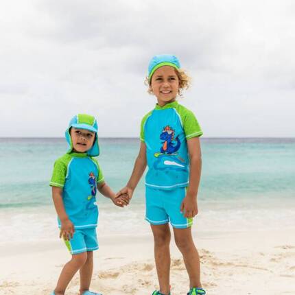 Playshoes Strój kąpielowy z filtrem UV dla dzieci – strój kąpielowy dwuczęściowy dla chłopca Dinozaur rozmiar 110/116