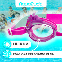 Aqua2ude Okulary do pływania dla dzieci nieparujące – okularki pływackie na basen Konik morski różowy 3+