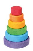 Grimm’s Wieża drewniana dla dzieci 6 krążków – wieża Montessori zabawka układanka kolorowa 1+