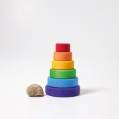 Grimm’s Wieża drewniana dla dzieci 6 krążków – wieża Montessori zabawka układanka kolorowa 1+
