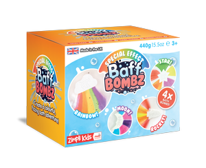  Bomby do kąpieli zmieniające kolor wody, zestaw 4 szt., Rainbow Baff Bombz, 3+, Zimpli Kids