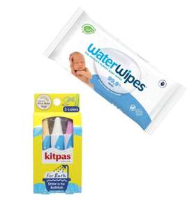 Chusteczki nawilżane WaterWipes dla dzieci i kredki do malowania w wannie Kitpas 