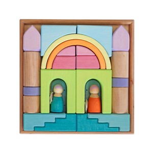 Grimm’s Kolory nieba Układanka drewniana w ramce – klocki drewniane Montessori dla rocznego dziecka