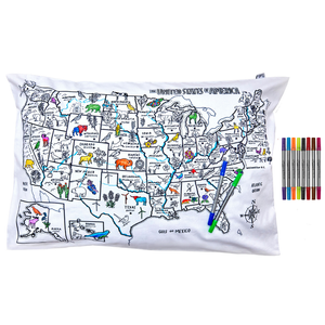 Poszewka na poduszkę do malowania, mapa USA, eatsleepdoodle