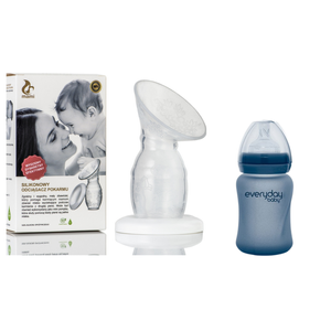 Zestaw kolektor pokarmu Mami+Szklana butelka ze smoczkiem S reagująca na temperaturę, 150 ml, Everyday Baby