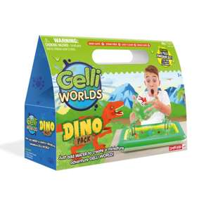 Zimpli Kids Magiczny proszek do wody zestaw do tworzenia gelli z figurkami i tacą Gelli Worlds Dino Pack 5 użyć  3+
