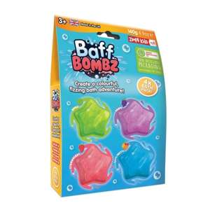 Zimpli Kids Musujące gwiazdki do kąpieli do zabawy zmieniające kolor wody Baff Bombz 4 szt. 3+