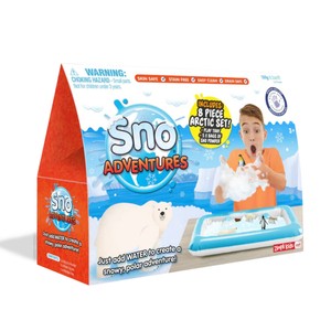 Zimpli Kids Sztuczny śnieg w proszku zestaw do tworzenia śniegu z figurkami zwierząt i nadmuchiwaną tacą Sno World Arctic Adventure 5 użyć 3+