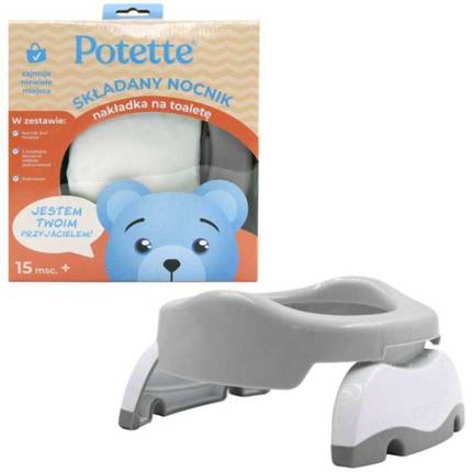 2w1 Potette Plus: Nocnik dla dziecka i nakładka na toaletę, szaro-biały, Potette Plus