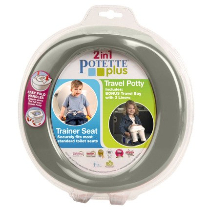 2w1 Potette Plus: Nocnik dla dziecka i nakładka na toaletę, szaro-biały, Potette Plus OUTLET