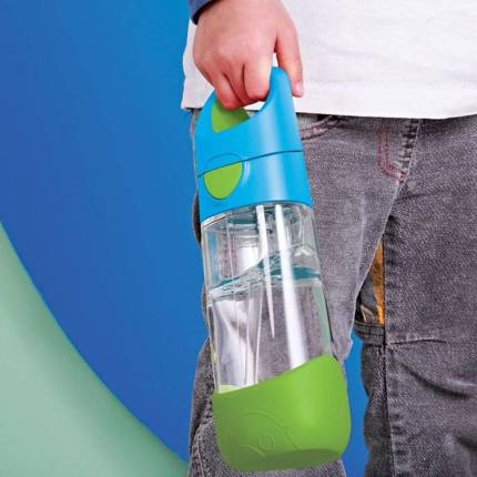 B.box Bidon dla dziecka - butelka na wodę ze słomką tritanowa 450 ml Blue Slate 