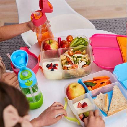 B.box Lunchbox dla dzieci do szkoły - szczelna śniadaniówka z przegródkami i wkładem chłodzącym Feeling Peachy