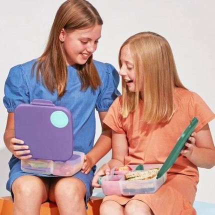 B.box Lunchbox dla dzieci do szkoły - szczelna śniadaniówka z przegródkami i wkładem chłodzącym Lilac Pop