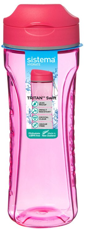 Butelka Bidon Tritan Swift 600 ml, różowa, Sistema