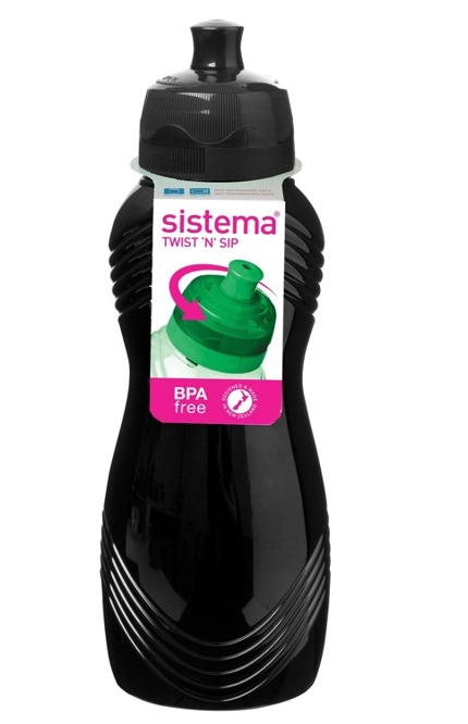 Butelka Wave 600 ml, czarna, Sistema