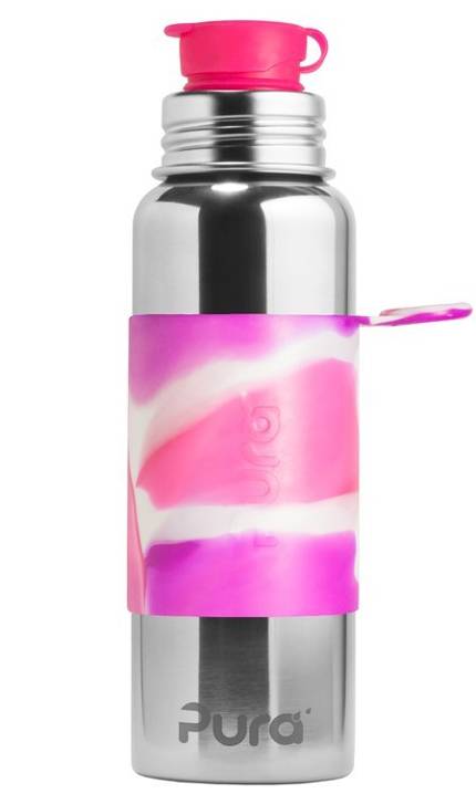 Butelka stalowa 850 ml, Big Mouth® Sport, różowa swirl, Pura