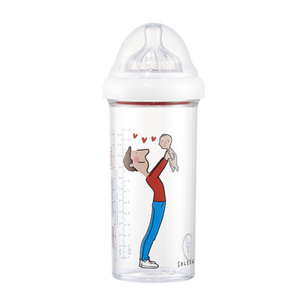 Butelka ze smoczkiem do karmienia niemowląt, Tata, tritanowa, 6 m+, 360 ml, Le Biberon Français