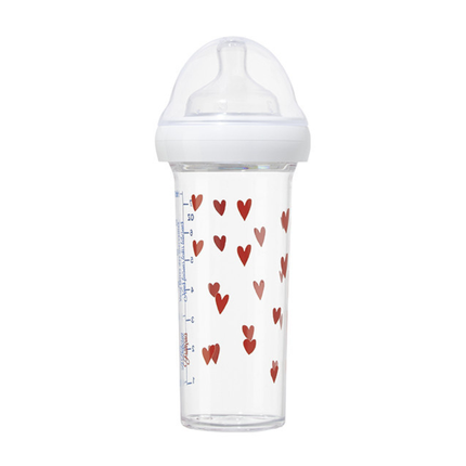 Butelka ze smoczkiem do karmienia noworodków i niemowląt, Serca, tritanowa, 0 m+, 210 ml, Le Biberon Français