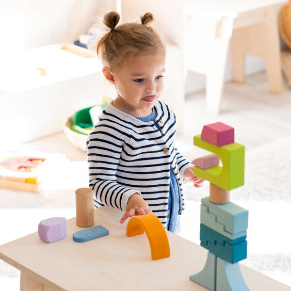 Grimm’s Kolory nieba Układanka drewniana w ramce – klocki drewniane Montessori dla rocznego dziecka