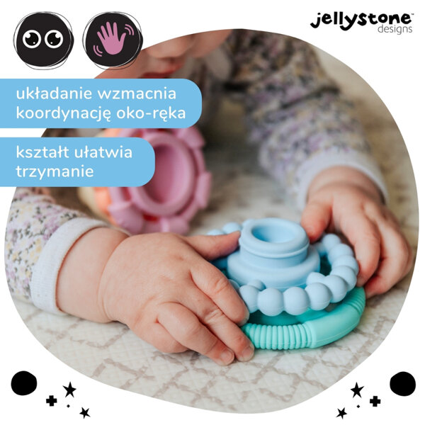 Jellystone gryzak sensoryczny dla dzieci silikonowa mała Wieża pastelowy