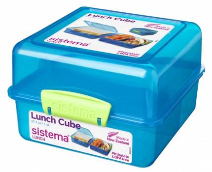 Kolorowe pudełko śniadaniowe, 1,4l, Lunch Cube Coloured, niebieskie, Sistema
