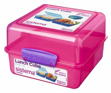 Kolorowe pudełko śniadaniowe, 1,4l, Lunch Cube Coloured, różowe, Sistema