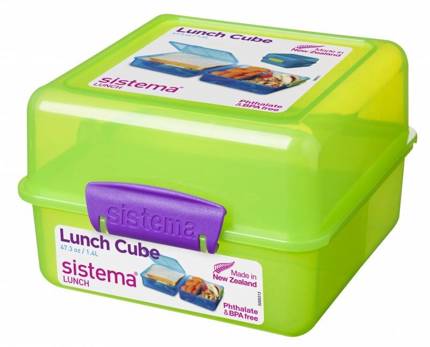 Kolorowe pudełko śniadaniowe, 1,4l, Lunch Cube Coloured, zielone, Sistema