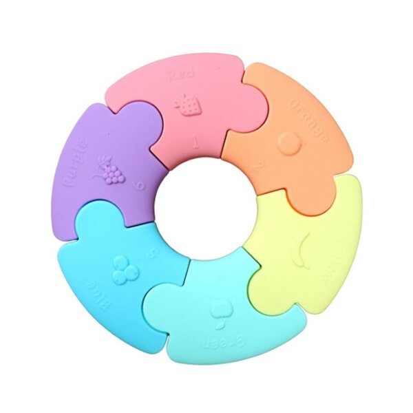 Pierwsze puzzle sensoryczne dla niemowlaka kółko Jellystone Design pastelowe
