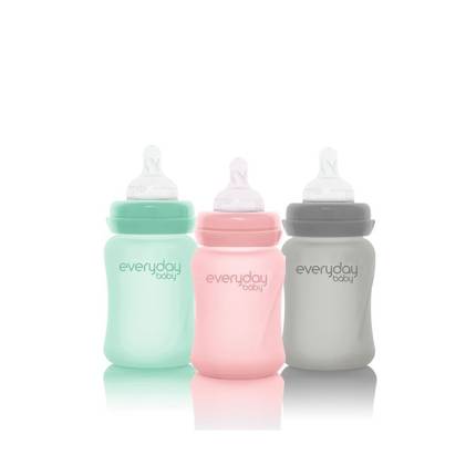 Szklana butelka  ze smoczkiem S, 150 ml, różowa, Everyday Baby