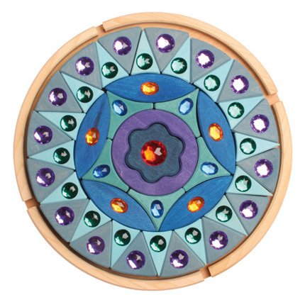 Układanka z kryształkami Mandala błyszcząca, średnica 27 cm, niebieska, 3+, Grimm's
