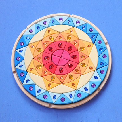 Układanka z kryształkami Mandala błyszcząca, średnica 40 cm, kolorowa, 3+, Grimm's