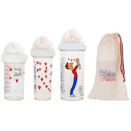 Zestaw butelek dla noworodków i niemowląt, 3 szt., 2 x 210 ml + 1 x 360 ml, Tata, Le Biberon Français