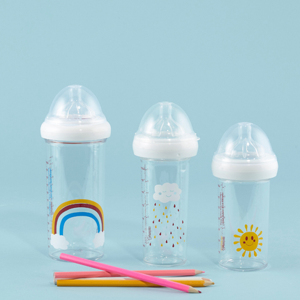 Zestaw butelek dla noworodków i niemowląt, 3 szt., 2 x 210 ml + 1 x 360 ml, Tęcza, Le Biberon Français 