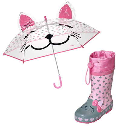 Zestaw przeciwdeszczowy dla dzieci parasol i kalosze Kot, Playshoes