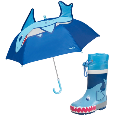 Zestaw przeciwdeszczowy dla dzieci parasol i kalosze Rekin, Playshoes