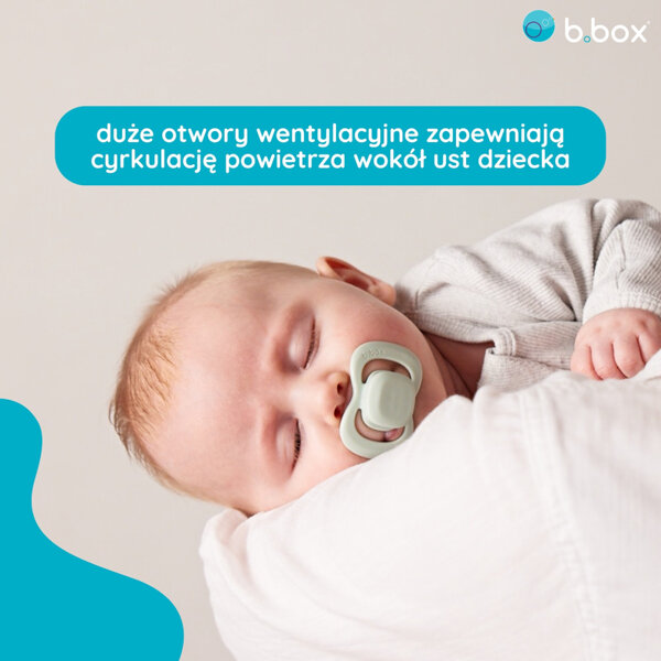 b.box Smoczek dla noworodka i niemowlaka 2 szt.– symetryczny smoczek silikonowy 0 – 6 mies. szałwia/wanilia