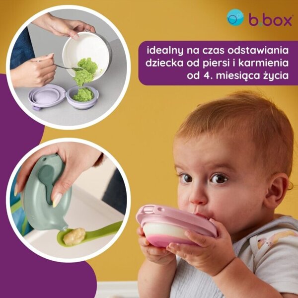 b.box fill+feed Silikonowa miseczka z pokrywką do karmienia niemowląt i dzieci lullaby błękit