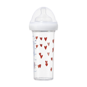 Butelka ze smoczkiem do karmienia noworodków i niemowląt, Serca, tritanowa, 0 m+, 210 ml, Le Biberon Français
