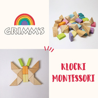 Grimm’s Pastel Duo Układanka drewniana w ramce – klocki drewniane Montessori dla rocznego dziecka