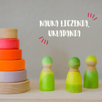 Grimm’s Przyjaciele Drewniane figurki do zabawy dla dzieci – drewniane ludziki Montessori 3 szt. Neon Green