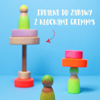 Grimm’s Przyjaciele Drewniane figurki do zabawy dla dzieci – drewniane ludziki Montessori 3 szt. Neon Green