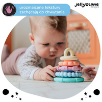 Jellystone gryzak sensoryczny dla dzieci silikonowa mała Wieża pastelowy