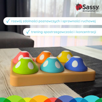 Sassy Psotne grzybki sorter dla dzieci – zabawka edukacyjna 12 mies.+