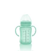 Szklana butelka z ustnikiem niekapkiem i rączkami, 150 ml, miętowa, Everyday Baby