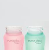 Szklana butelka ze smoczkiem M, 240 ml, różowa, Everyday Baby