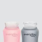 Szklana butelka ze smoczkiem M, 240 ml, różowa, Everyday Baby