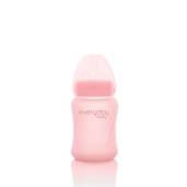 Szklana butelka  ze smoczkiem S, 150 ml, różowa, Everyday Baby