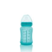 Szklana butelka ze smoczkiem S reagująca na temperaturę, 150ml, turkusowa, Everyday Baby