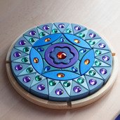 Układanka z kryształkami Mandala błyszcząca, średnica 27 cm, niebieska, 4+, Grimm's