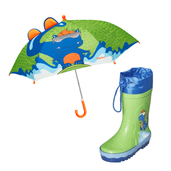 Zestaw przeciwdeszczowy dla dzieci parasol i kalosze Dinozaur, Playshoes
